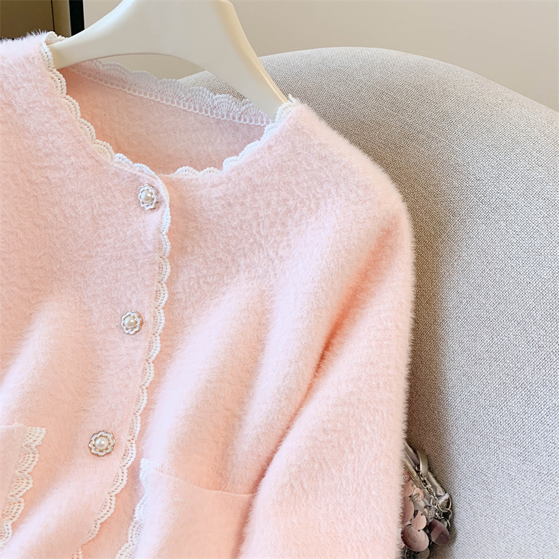 Sablelle Small Fragrant Imitation Mink Cashmere Knit Cardigan