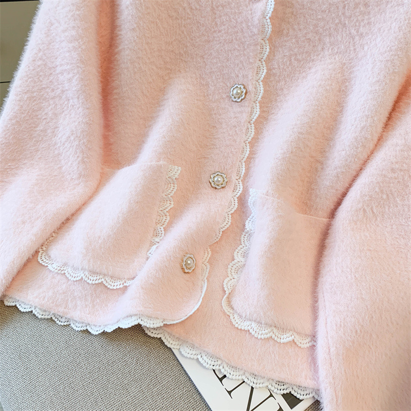 Sablelle Small Fragrant Imitation Mink Cashmere Knit Cardigan