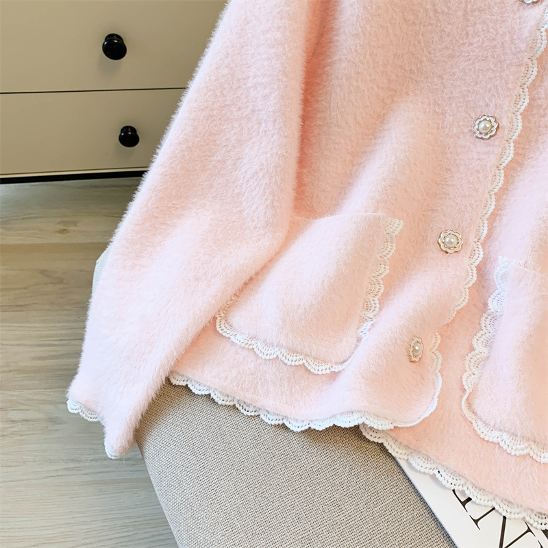 Sablelle Small Fragrant Imitation Mink Cashmere Knit Cardigan
