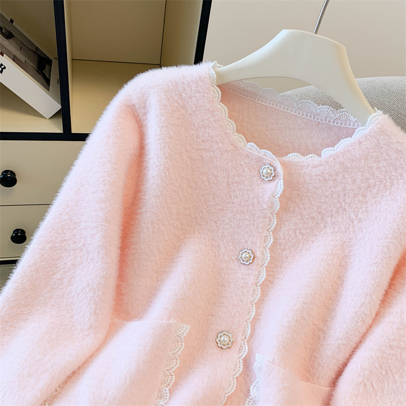 Sablelle Small Fragrant Imitation Mink Cashmere Knit Cardigan