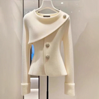 Sablelle Cozy White Plain Long Sleeve Sweater