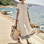Sablelle Groovy Round Neck Short Sleeve Maxi Dress