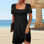 Sablelle Scalloped Squared Little Black Dress