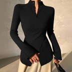 Sablelle Modern Black Plain V-Neck Sweater