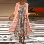 Sablelle Pink Midi Dress With Thin Jacket Two Piece Outfits