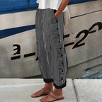 Sablelle Black Striped Print Side Pocket Pants