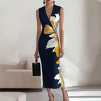 Sablelle Elegant Floral Print Sleeveless Maxi Dress