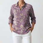Maya™ | Floral Embroidered Linen Shirt