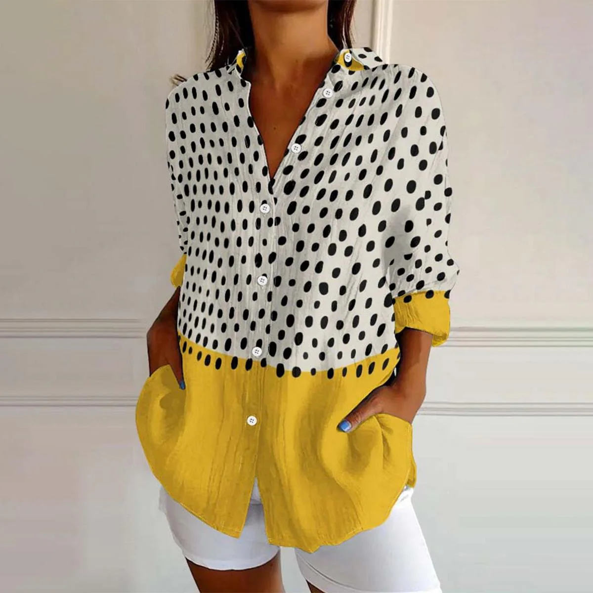 Sablelle Unique Polka Dot Print Long Sleeve Shirt