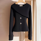 Sablelle Black Plain Round Neck Long Sleeve Sweater