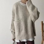 Sablelle Oversized Ivory Pocket Front Sweater