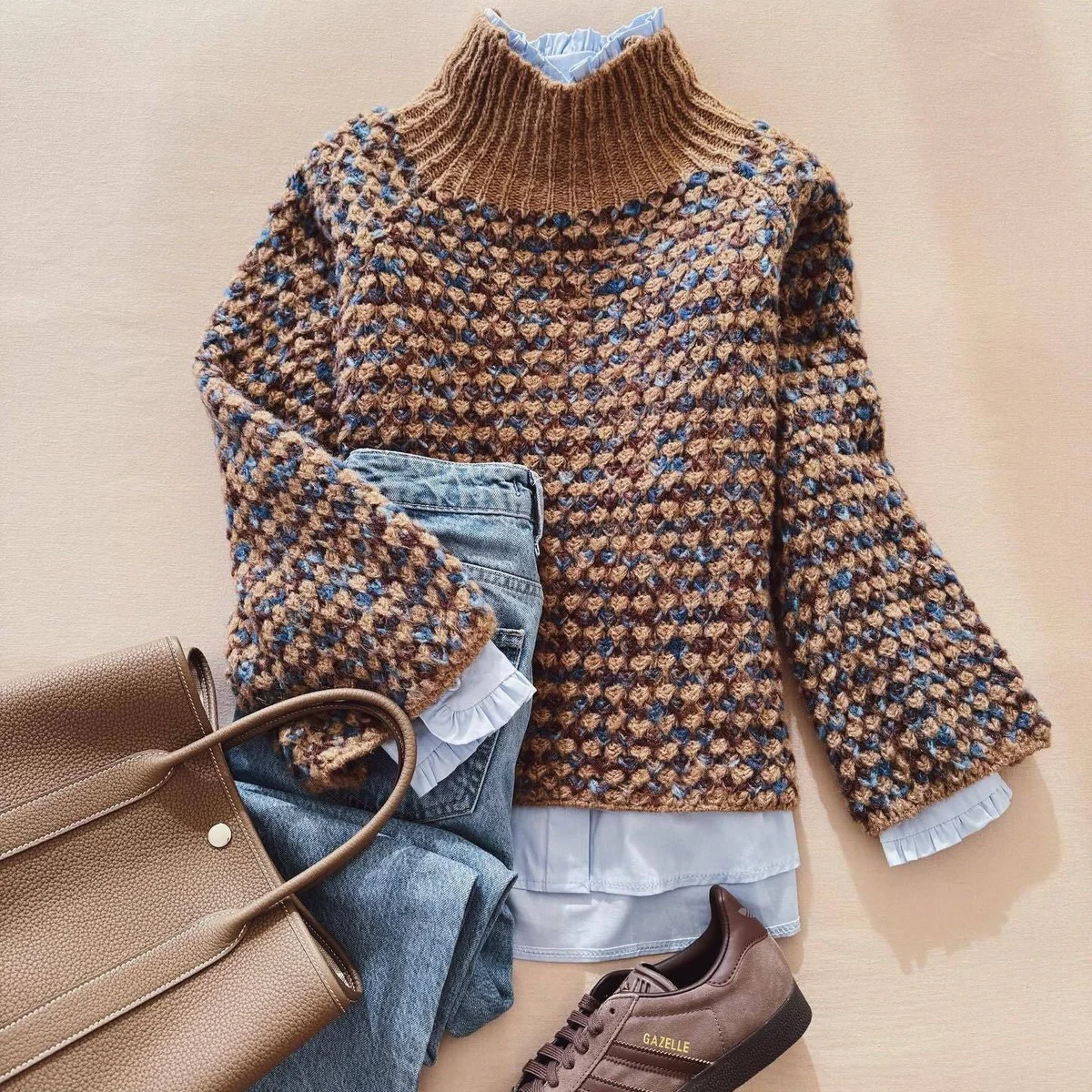 Sablelle Special Mock Neck Tan Sweater