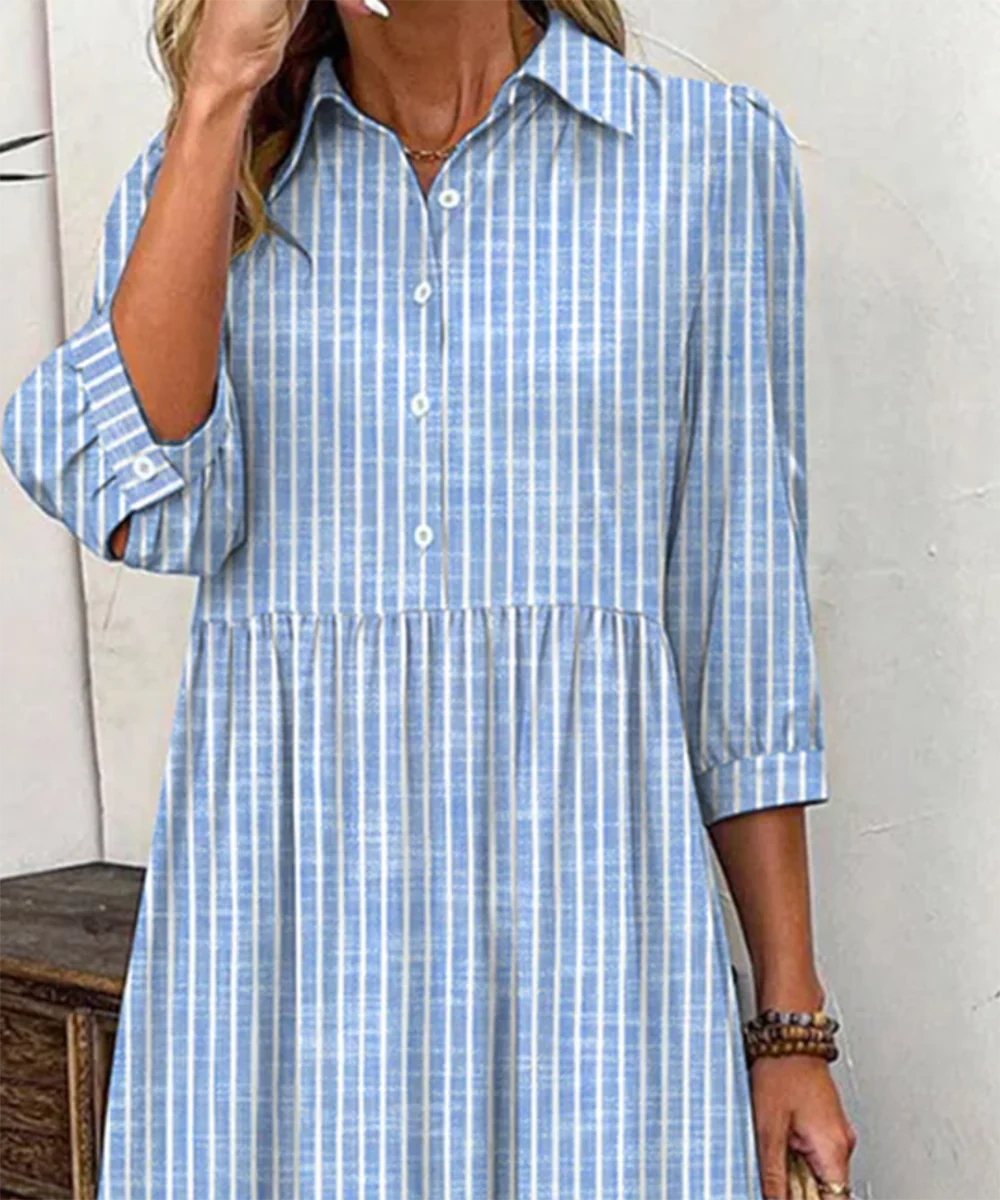 Sablelle Breezy Striped Print 3/4 Sleeve Maxi Dress