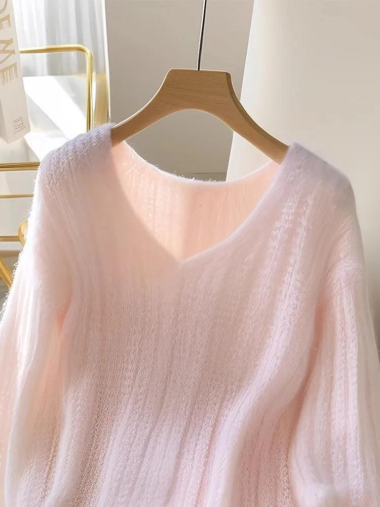 Sablelle Pink Long Sleeve Plain Sweater