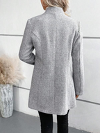 Sablelle Classy Print Collarless Long Sleeve Outerwear