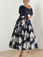 Sablelle Modern Off the Shoulder Floral Print Maxi Dress