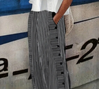 Sablelle Black Striped Print Side Pocket Pants