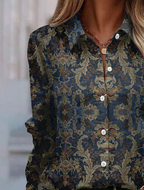 Sablelle Navy Collared Long Sleeve Shirt