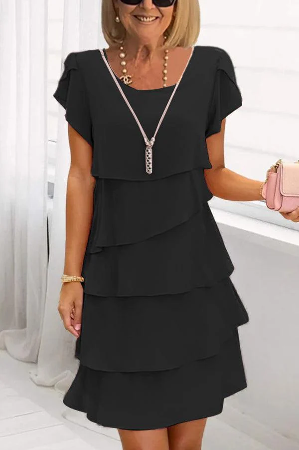 Sablelle Basic Short Sleeve Plain Mini Dress