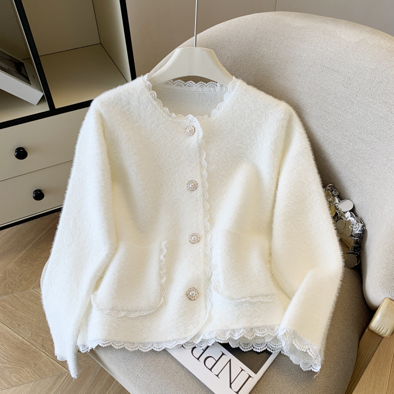 Sablelle Small Fragrant Imitation Mink Cashmere Knit Cardigan