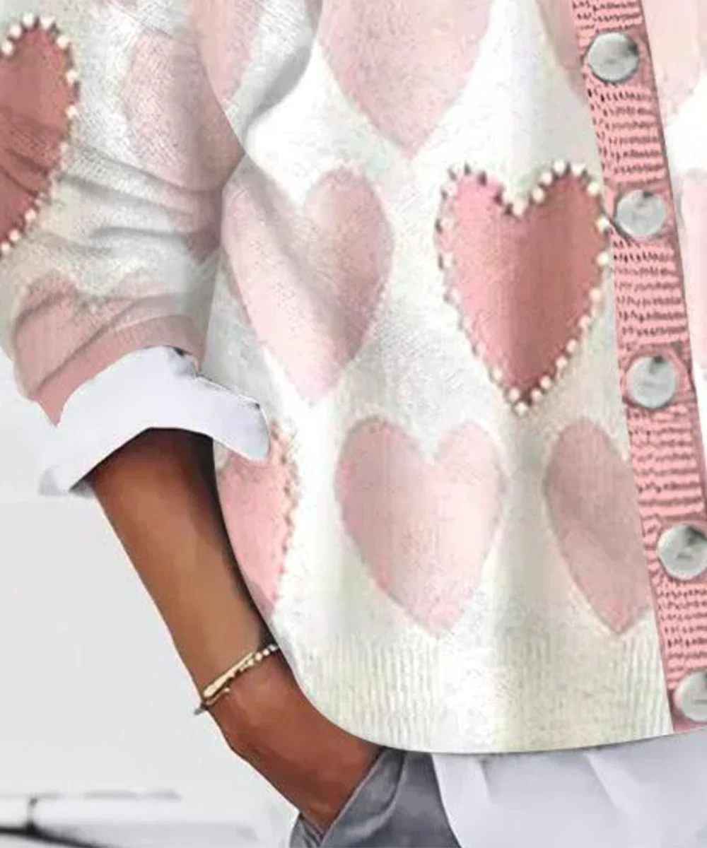 Sablelle Pink Print Long Sleeve Sweater