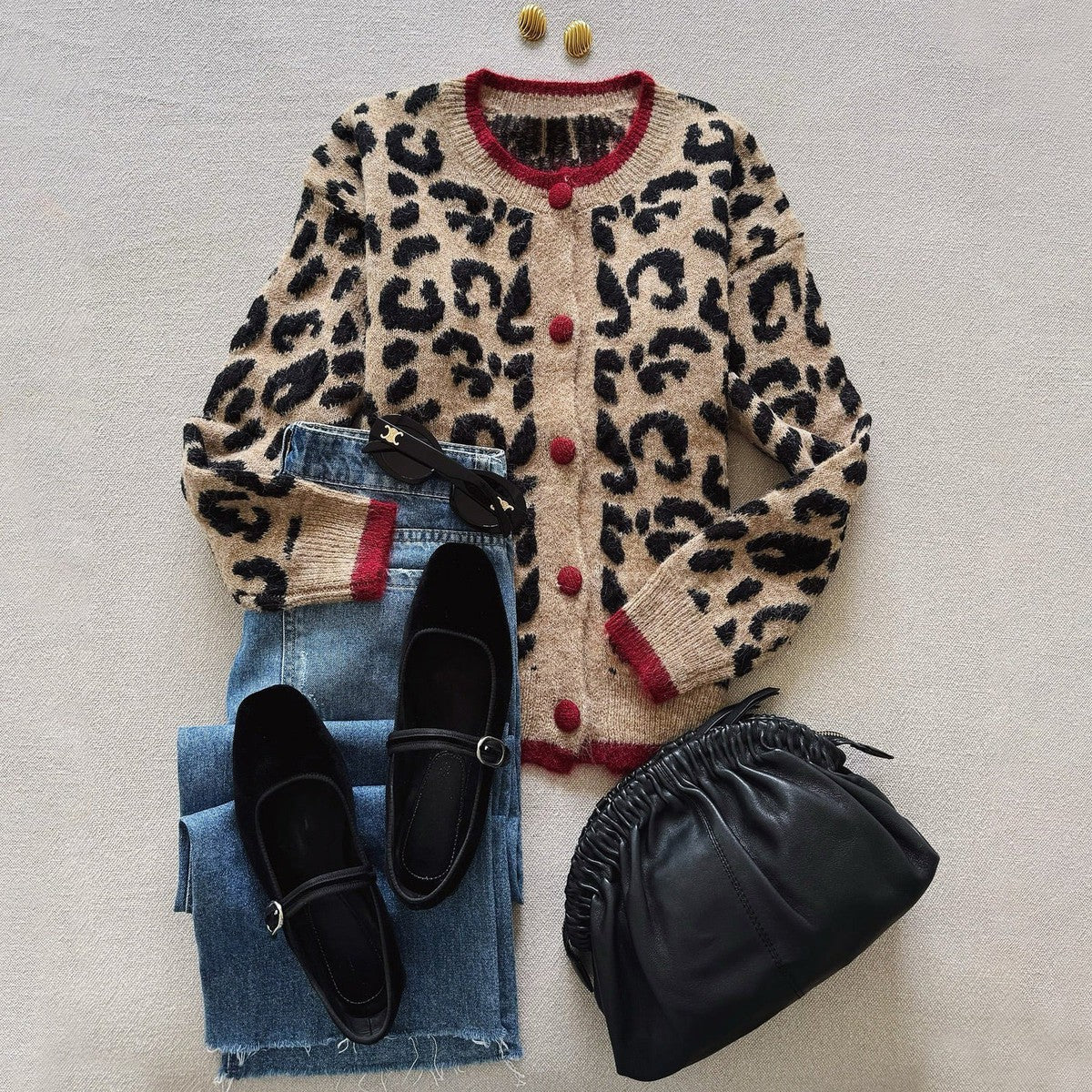 Sablelle Unique Brown Leopard Print Long Sleeve Cardigan