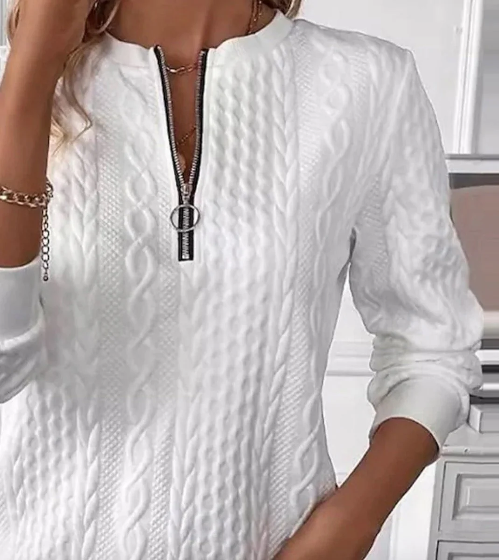 Sablelle White Long Sleeve Plain Top