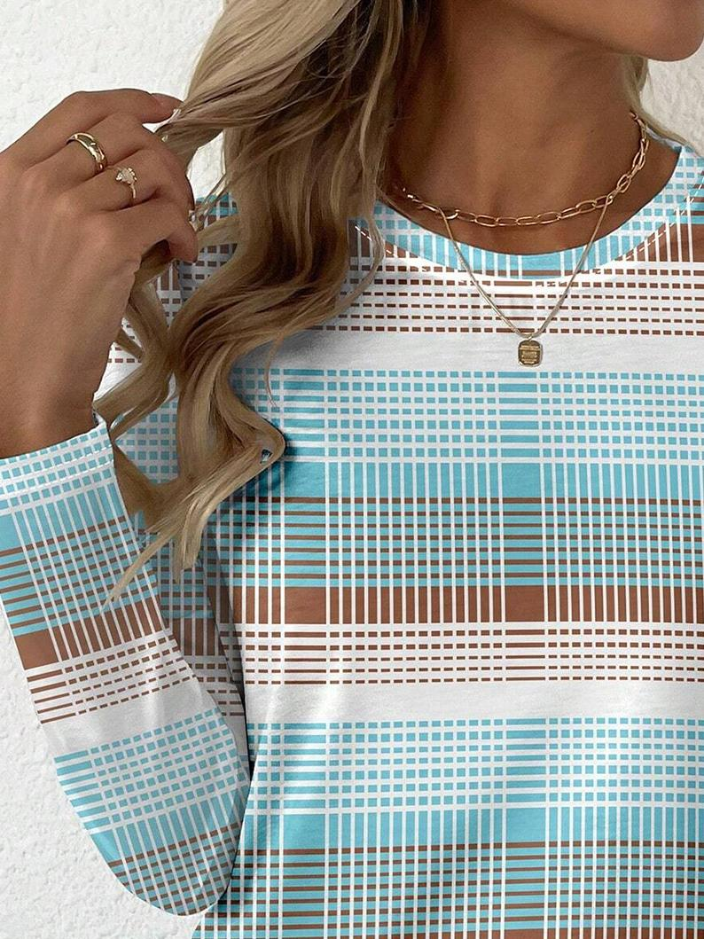 Sablelle Breezy Long Sleeve Striped Print Top