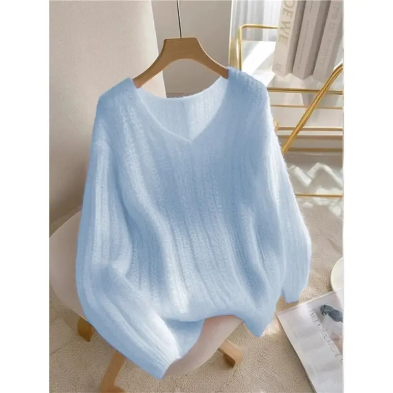 Sablelle Blue Long Sleeve Plain Sweater