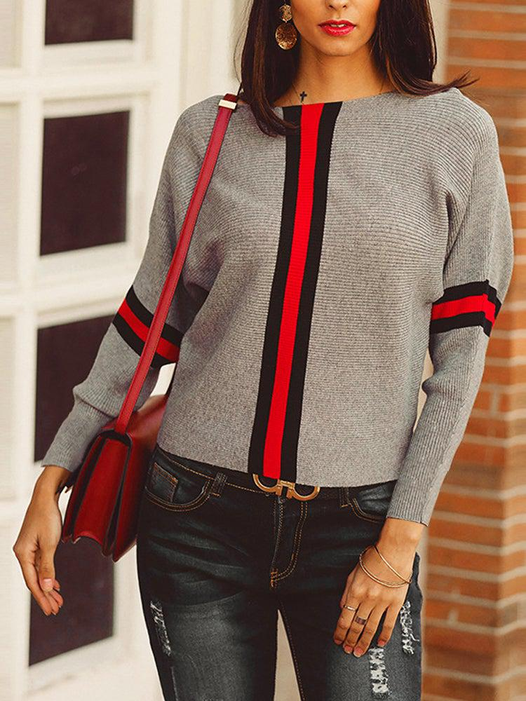 Sablelle Boston Red Striped Gray Dolman Sweater