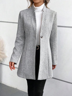 Sablelle Classy Print Collarless Long Sleeve Outerwear
