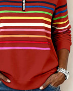 Maya™ | Striped Half-Zip Sweatshirt