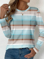 Sablelle Breezy Long Sleeve Striped Print Top