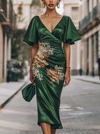 Sablelle Gorgeous Short Sleeve V-Neck Midi Dress