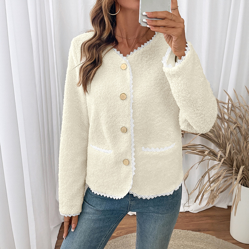 Sablelle Lace Detail Button Up Long Sleeve Outerwear