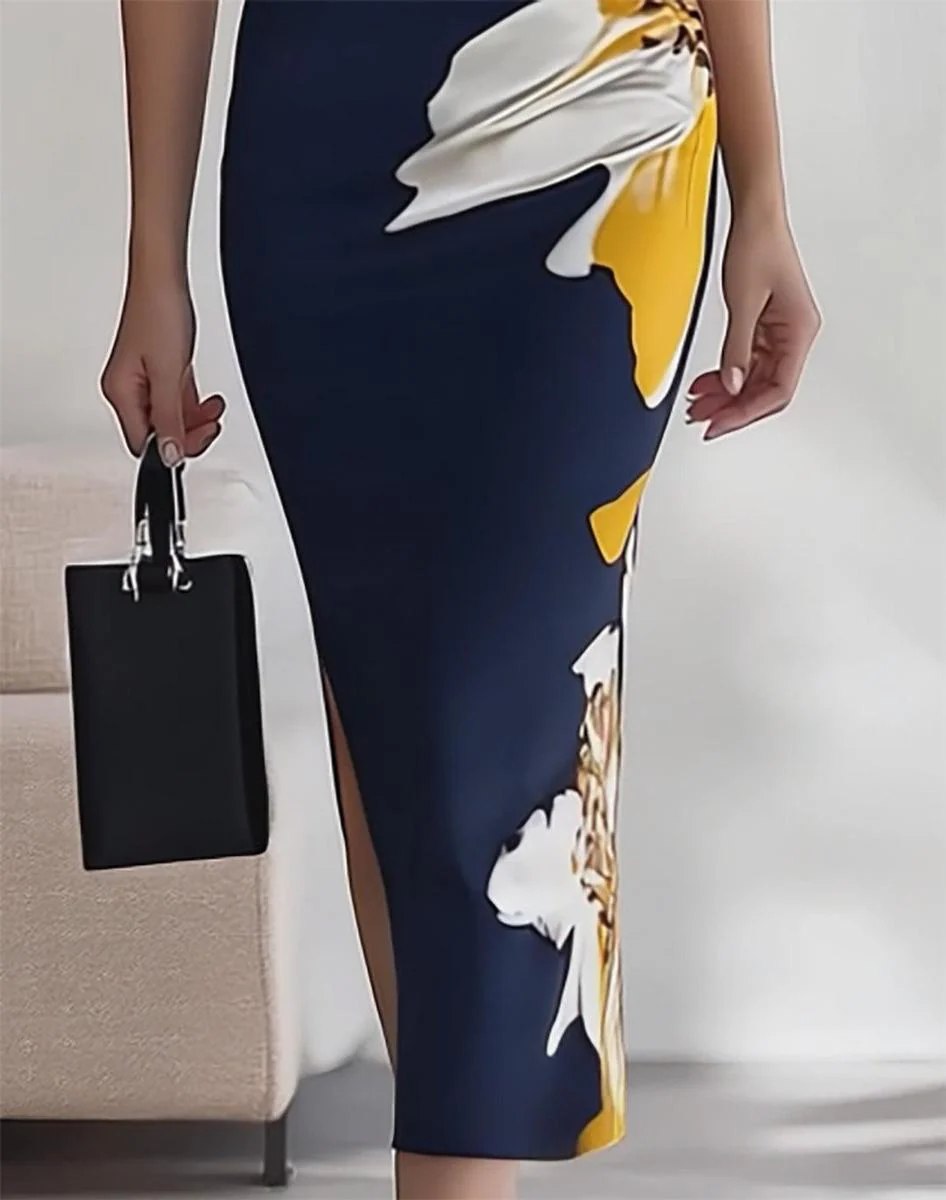 Sablelle Elegant Floral Print Sleeveless Maxi Dress