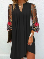 Sablelle Elegant V-Neck Sheer Sleeve Mini Dress