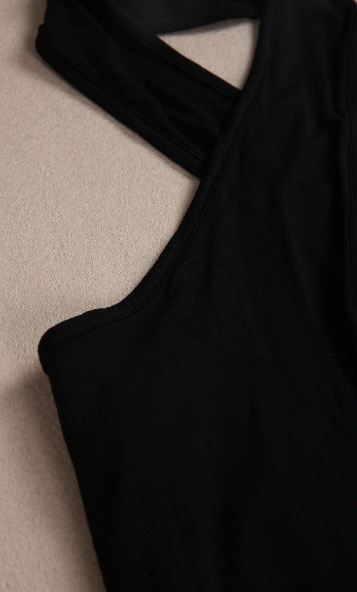 Sablelle Jet Black Twisted High Halter Sleeveless Mini Dress