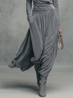 Emily™ | Stand-up Collar Long Sleeve T-shirt And Velvet Skirt Set
