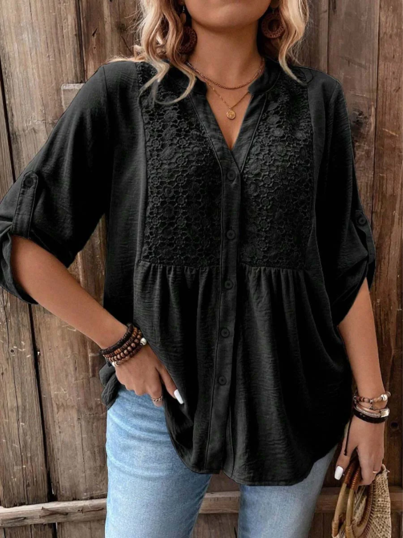 Noor™ | V-Neck Blouse With Buttons