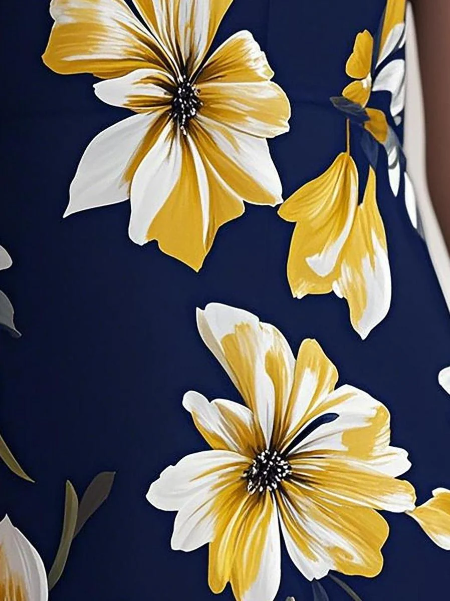 Sablelle Elegant Floral Print Sleeveless Maxi Dress