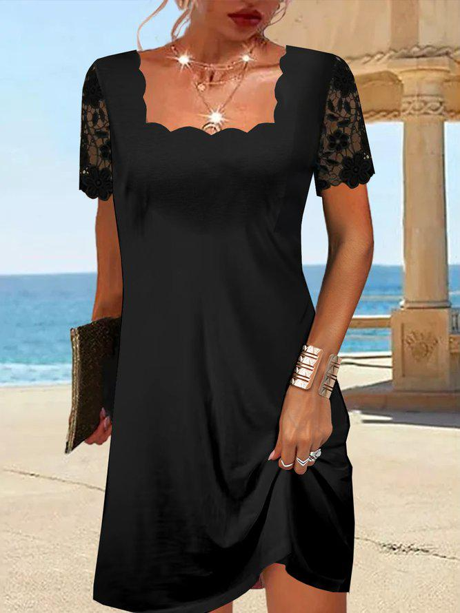 Sablelle Scalloped Squared Little Black Dress