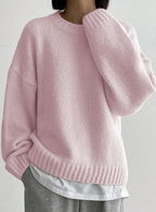 Sablelle Pink Plain Long Sleeve Round Neck Sweater