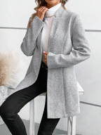 Sablelle Classy Print Collarless Long Sleeve Outerwear
