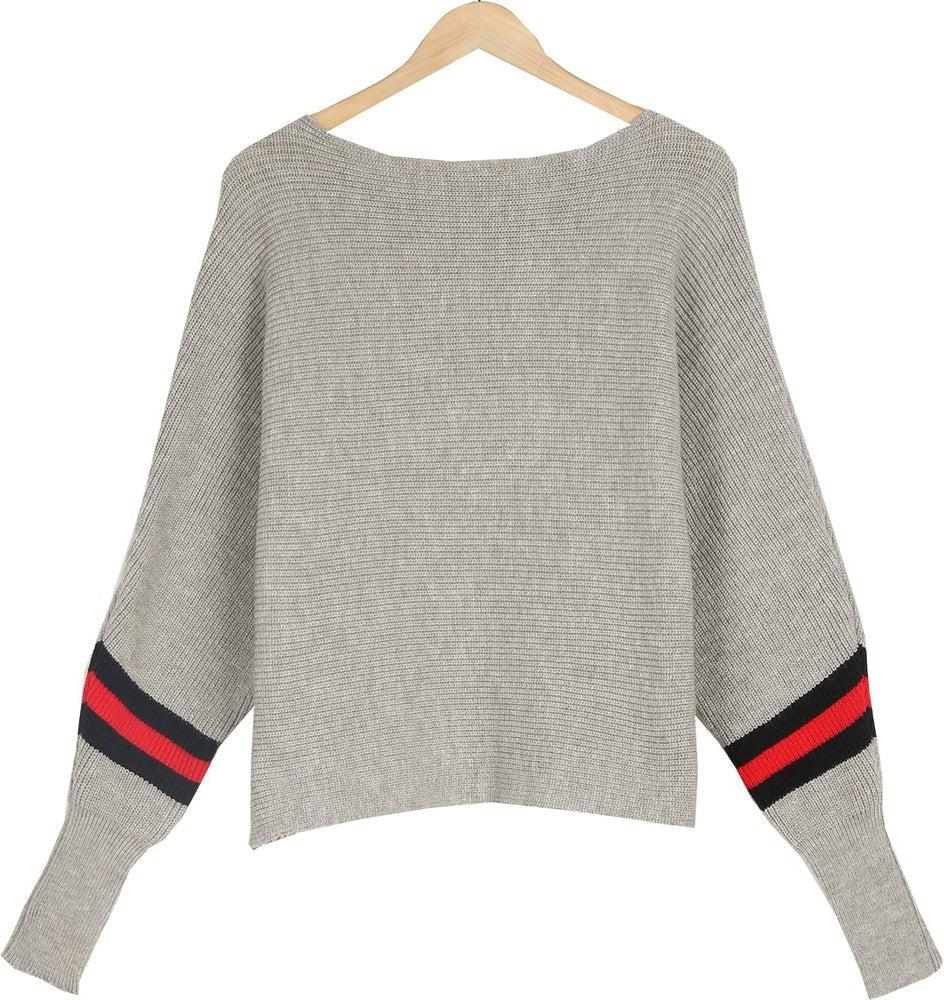 Sablelle Boston Red Striped Gray Dolman Sweater