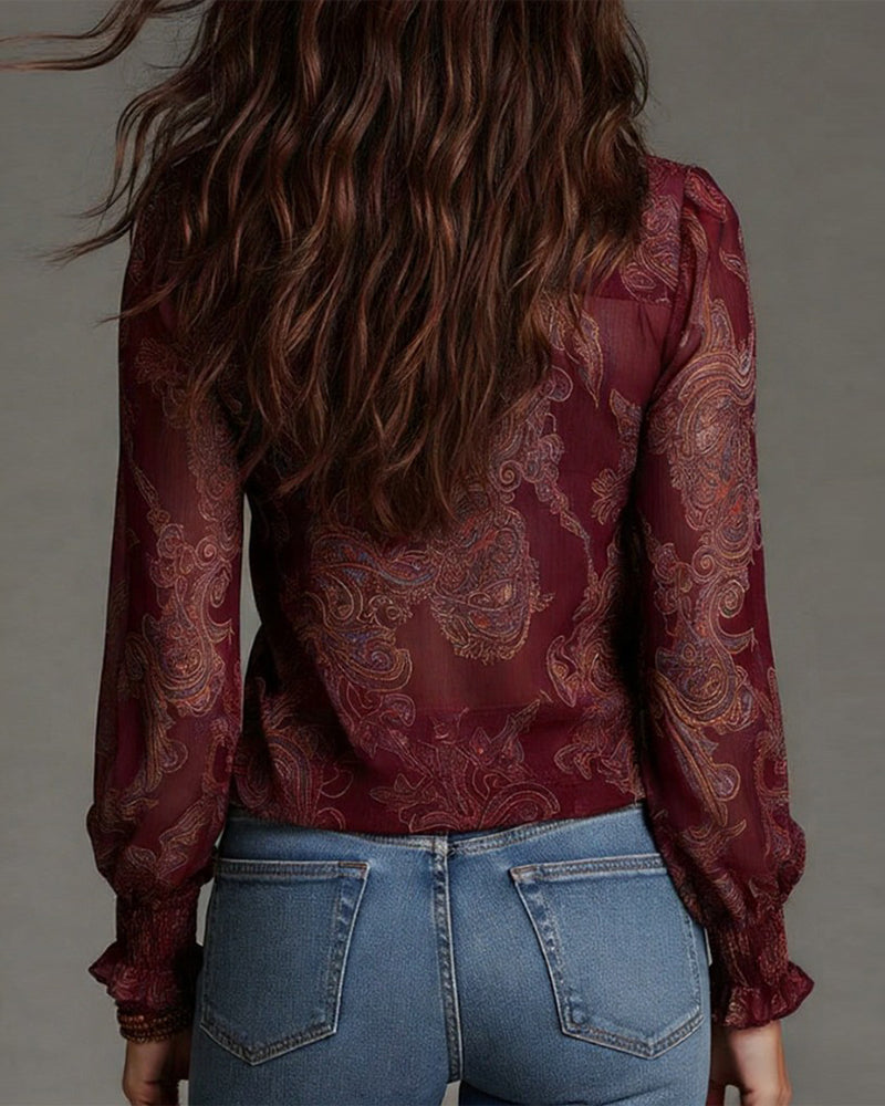 Jasmine™ | V-Neck Ruffle Sleeve Blouse