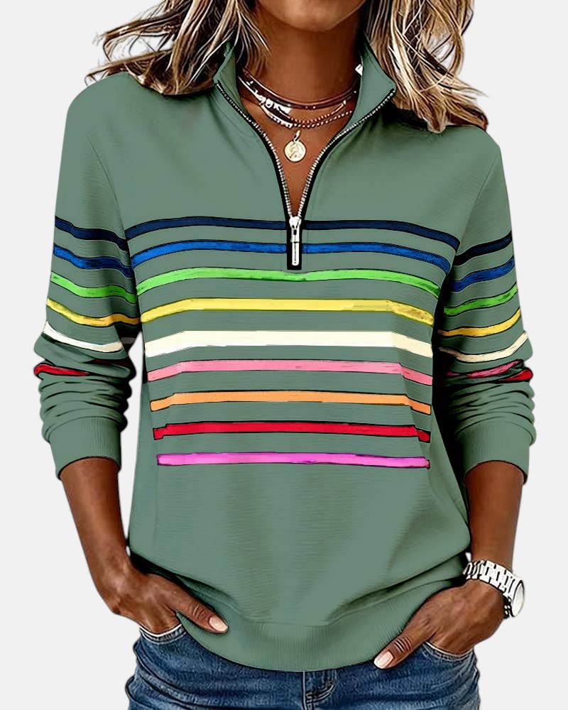 Ella™ | Striped Zip-Up Hoodie