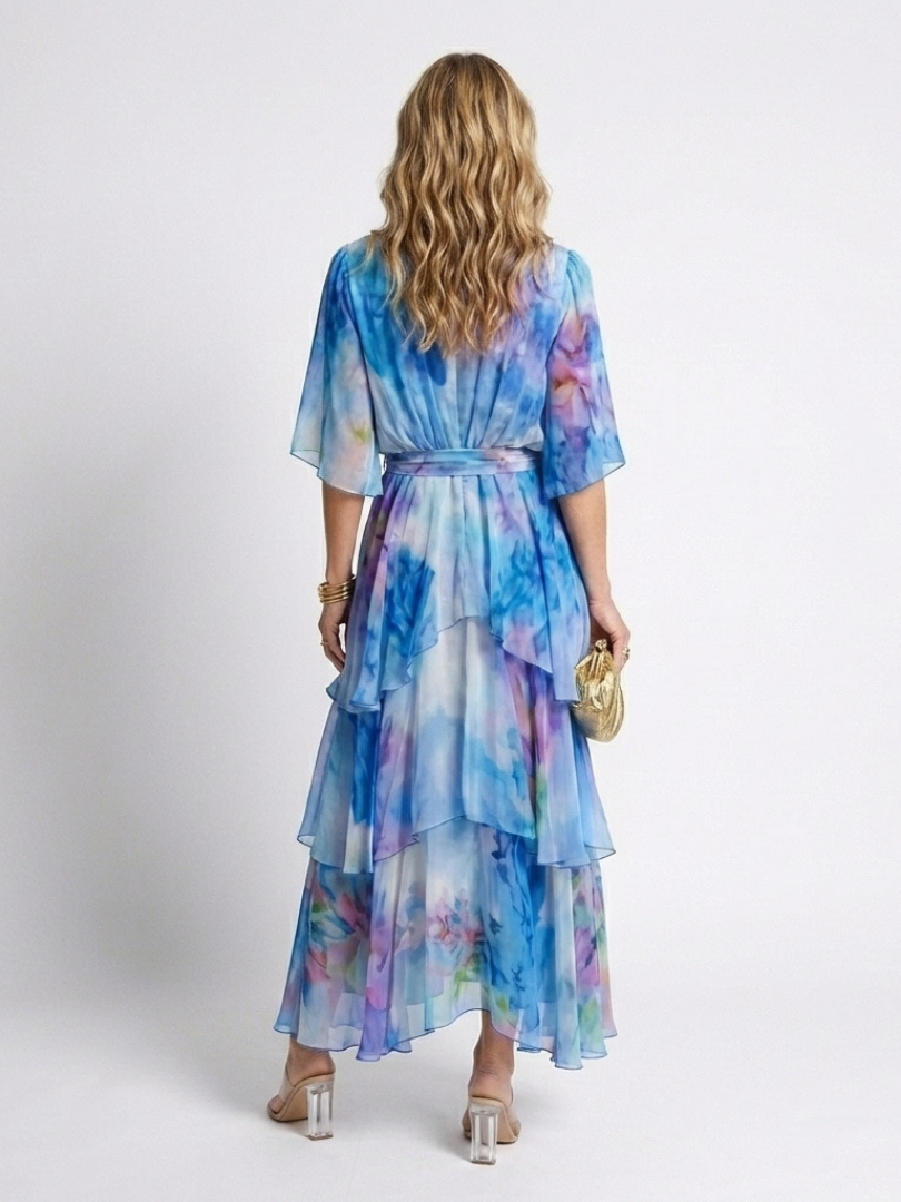 Celeste™ | Flowing Tie-Waist Maxi Dress