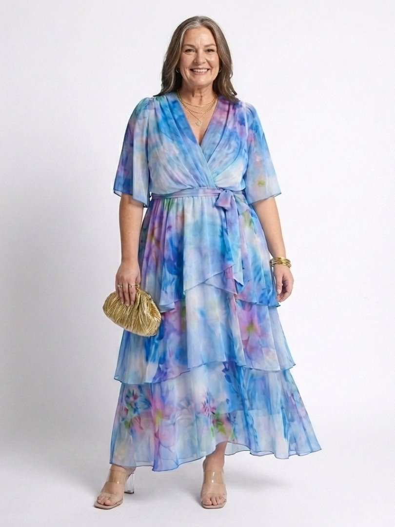Celeste™ | Flowing Tie-Waist Maxi Dress