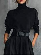 Isabella™ | Turtleneck Long Sleeve Top And Straight Leg Pants Set